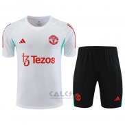 Tuta da Track Manchester United Manica Corta 2023-2024 Bianco - Pantaloncini