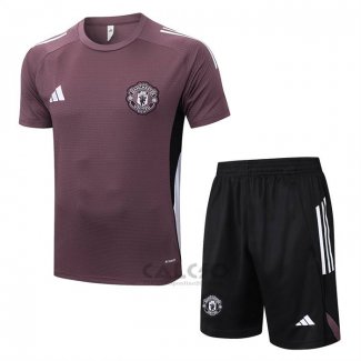 Tuta da Track Manchester United Manica Corta 2025-2026 Marronee - Pantaloncini