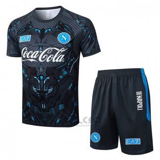 Tuta da Track Napoli Manica Corta 2025-2026 Nero - Pantaloncini