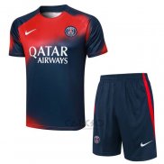 Tuta da Track Paris Saint-Germain Manica Corta 2023-2024 Rosso e Blu - Pantaloncini