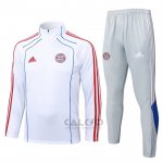 Tuta da Track di Felpa Bayern Monaco Bambino 2025-2026 Bianco Rosso