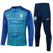 Tuta da Track di Felpa Brasile 2024-2025 Blu e Verde