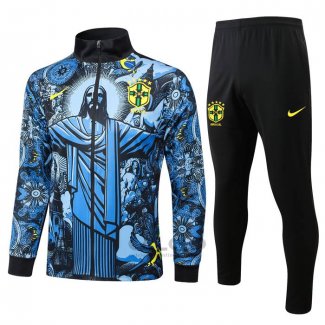 Tuta da Track di Giacca Brasile Jesus 2024-2025 Blu