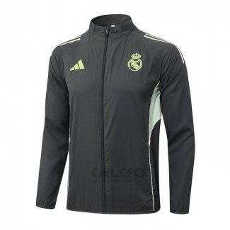 Giacca a Vento Real Madrid 2025-2026 Grigio Verde