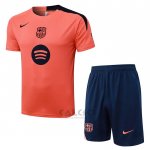 Tuta da Track FC Barcellona Manica Corta 2025-2026 Arancione - Pantaloncini