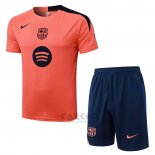 Tuta da Track FC Barcellona Manica Corta 2025-2026 Arancione - Pantaloncini