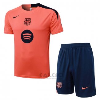 Tuta da Track FC Barcellona Manica Corta 2025-2026 Arancione - Pantaloncini
