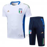Tuta da Track Italia Manica Corta 2024-2025 Bianco - Pantaloncini