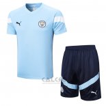 Tuta da Track Manchester City Manica Corta 2022-2023 Blu - Pantaloncini