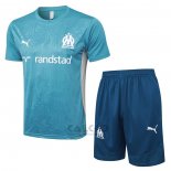 Tuta da Track Olympique Marsiglia Manica Corta 2024-2025 Blu - Pantaloncini
