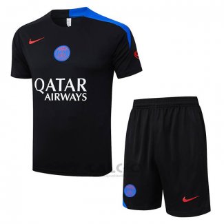 Tuta da Track Paris Saint-Germain Manica Corta 2025-2026 Nero - Pantaloncini