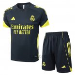 Tuta da Track Real Madrid Manica Corta 2025-2026 Nero Giallo - Pantaloncini