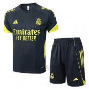 Tuta da Track Real Madrid Manica Corta 2025-2026 Nero Giallo - Pantaloncini