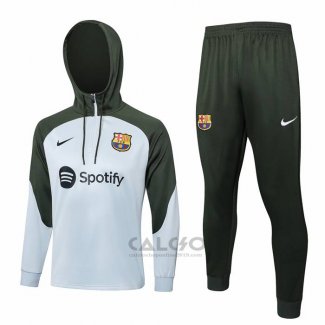 Tuta da Track di Felpa FC Barcellona 2023-2024 Grigio Claro